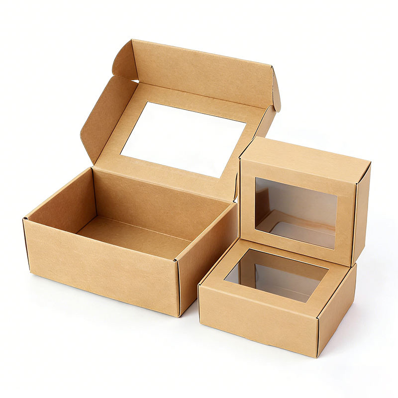 Factory Wholesale Custom Logo Printed Corrugated Box With Clear PVC Window - Image 1